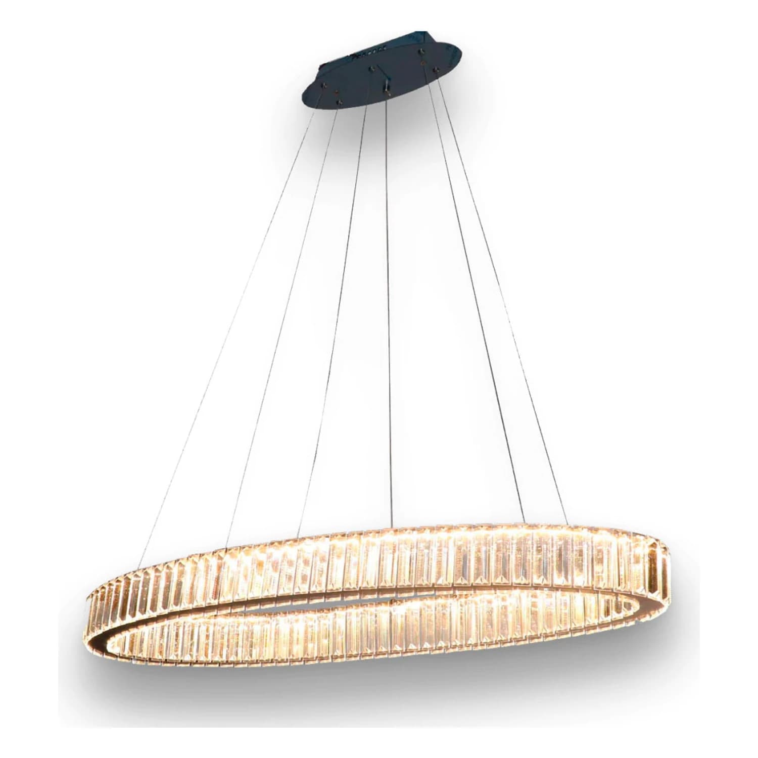 Pendente Oval Luminária Lustre Cristal LED para Sala de Estar